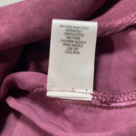 Floral & Ivy Blouse Smocked Neck Crochet Sleeve Tunic Flowy Womens Sz L Red Wine - Picture 10 of 10